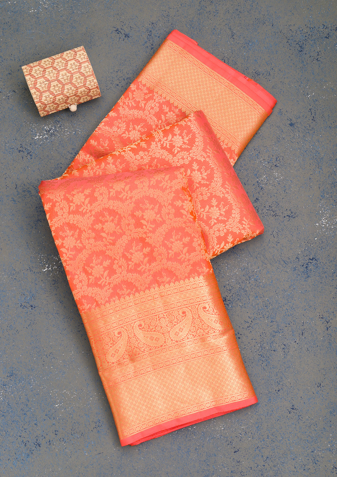 Peach Zariwork Kanjivaram Pure Silk Saree