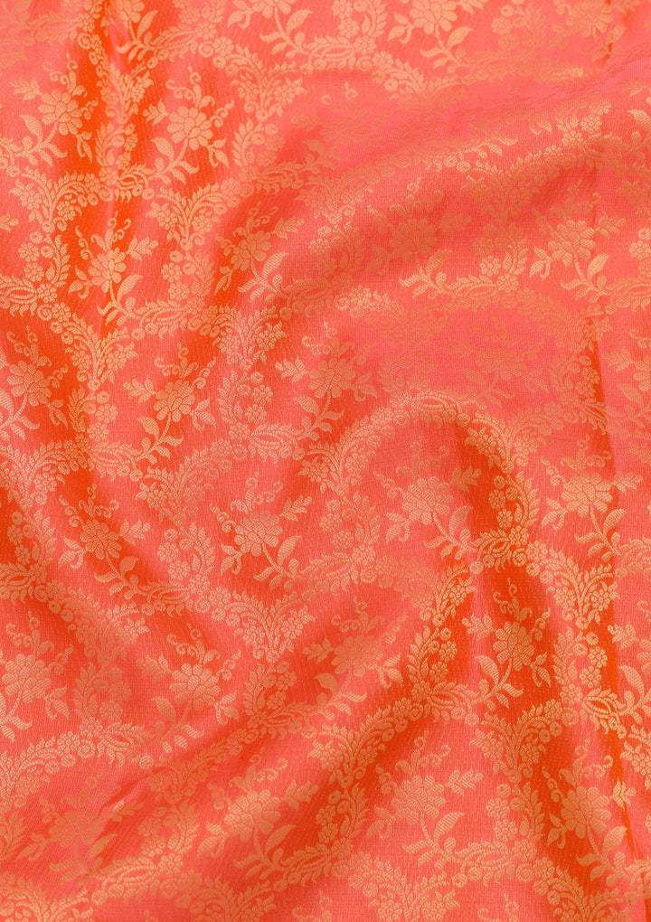Peach Zariwork Kanjivaram Pure Silk Saree