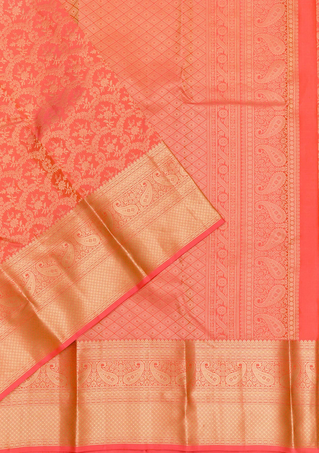 Peach Zariwork Kanjivaram Pure Silk Saree