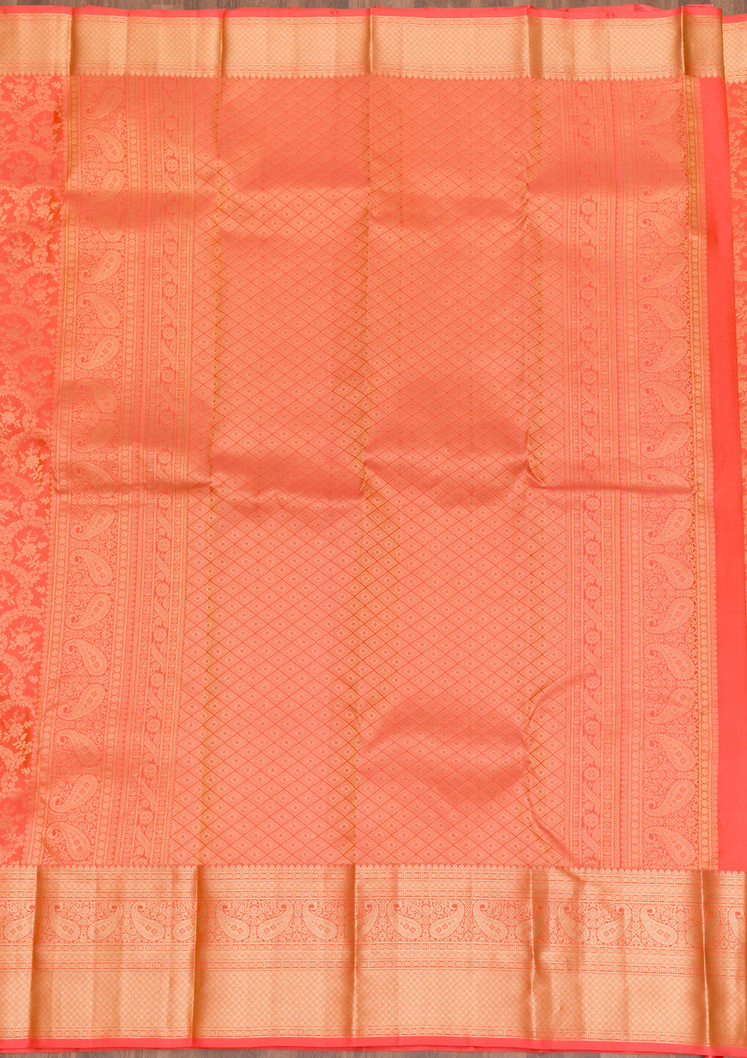 Peach Zariwork Kanjivaram Pure Silk Saree