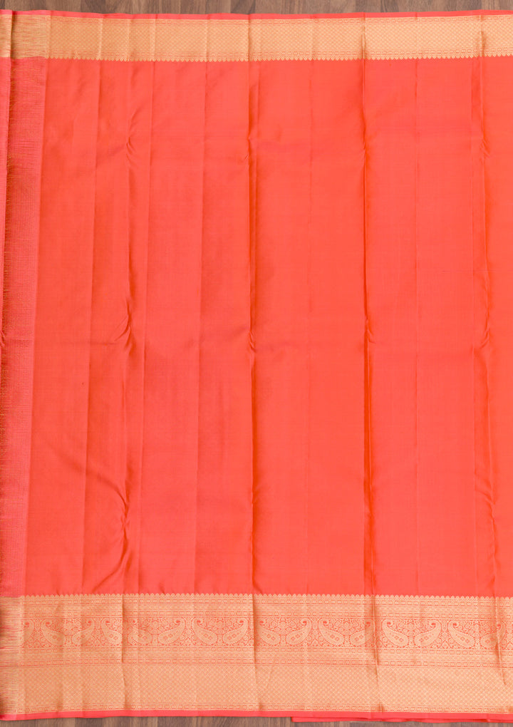 Peach Zariwork Kanjivaram Pure Silk Saree