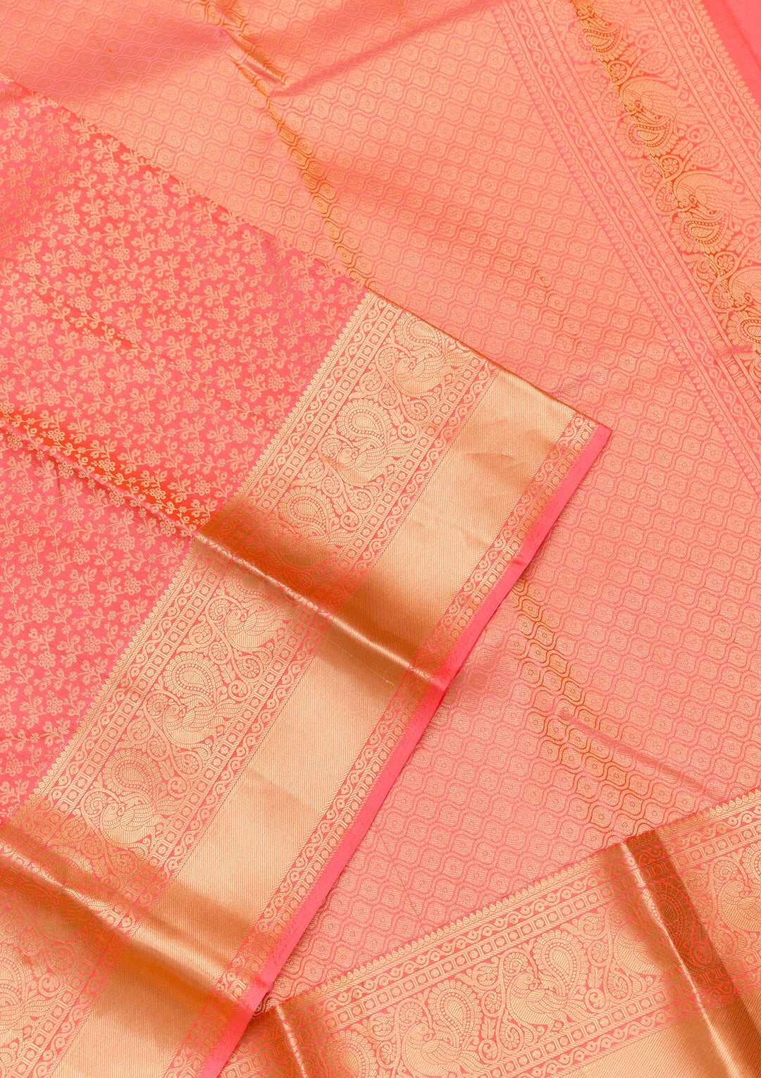 Peach Zariwork Kanjivaram Pure Silk Saree