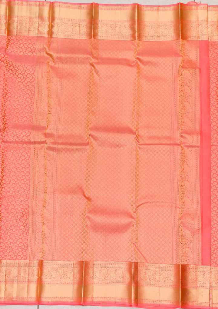 Peach Zariwork Kanjivaram Pure Silk Saree
