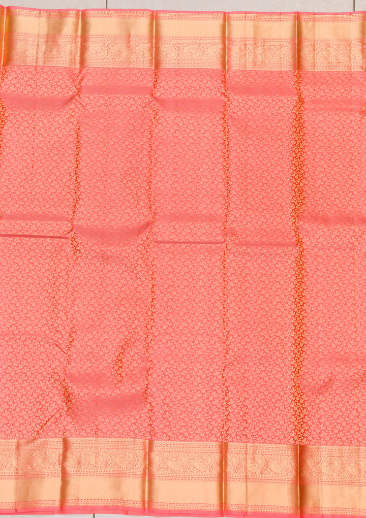 Peach Zariwork Kanjivaram Pure Silk Saree