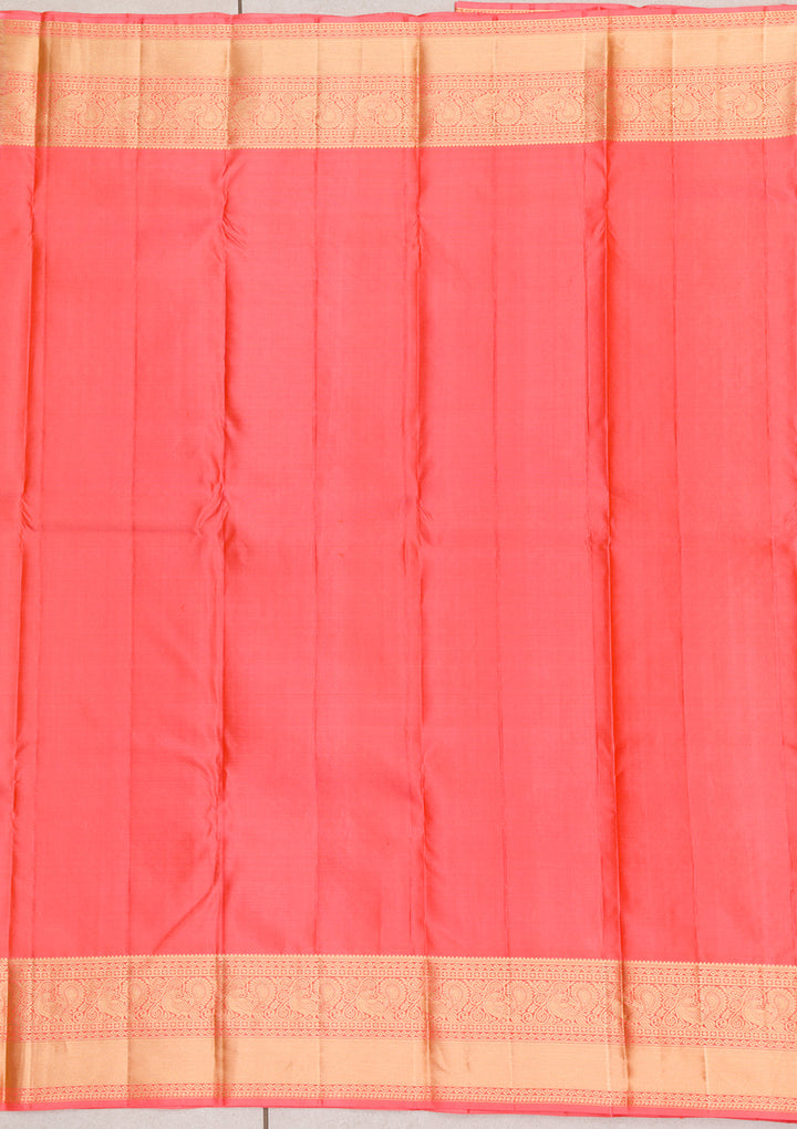 Peach Zariwork Kanjivaram Pure Silk Saree