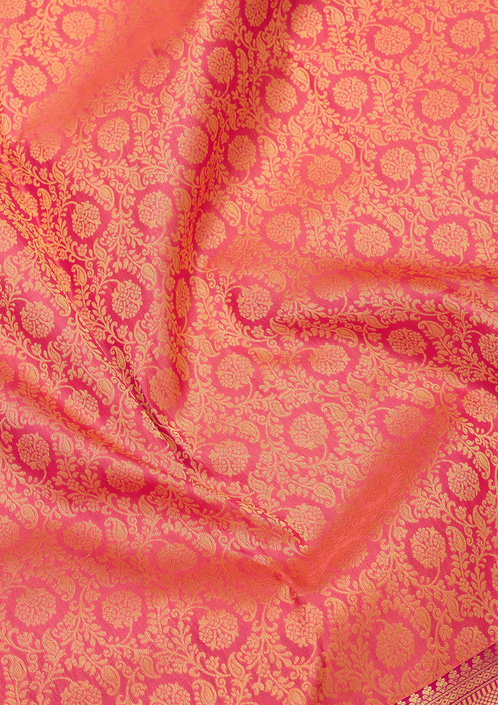 Peach Zariwork Pure Silk Saree