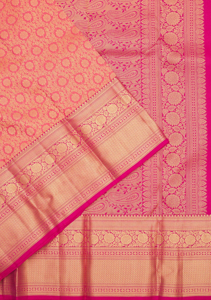 Peach Zariwork Pure Silk Saree
