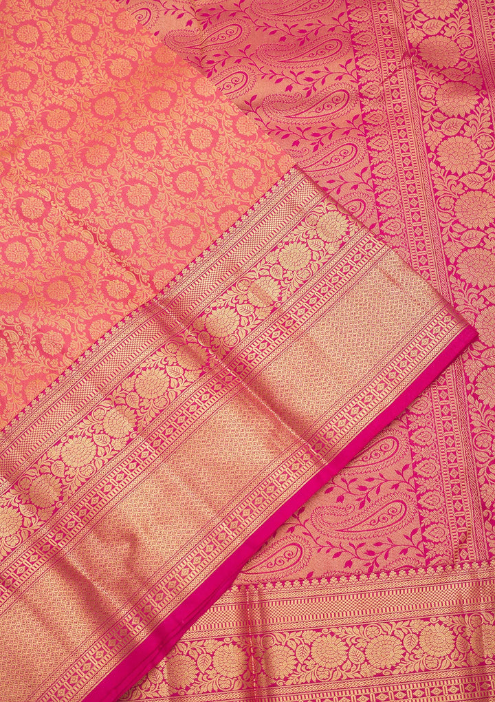 Peach Zariwork Pure Silk Saree