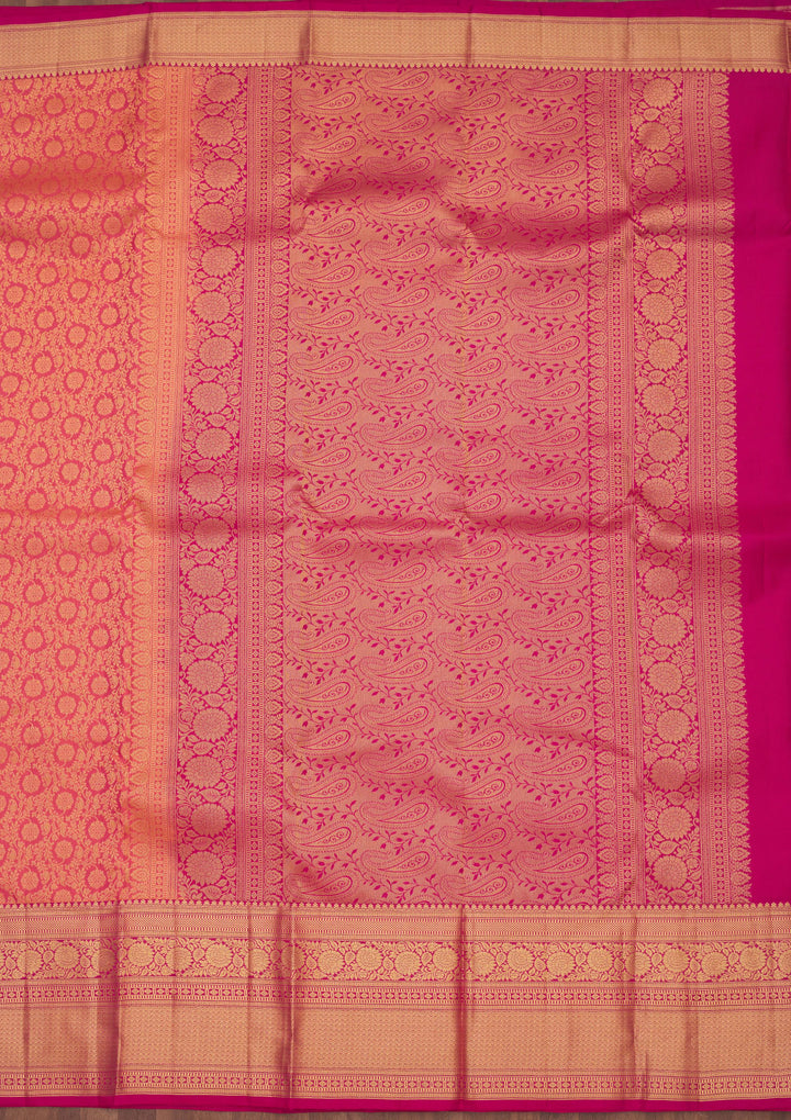 Peach Zariwork Pure Silk Saree
