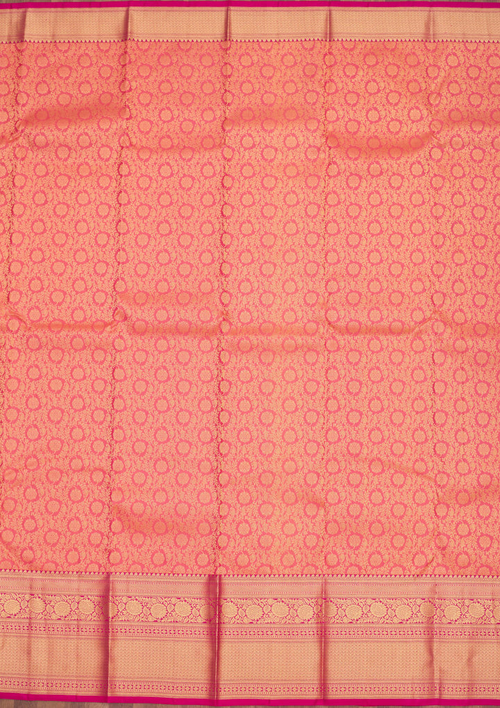 Peach Zariwork Pure Silk Saree