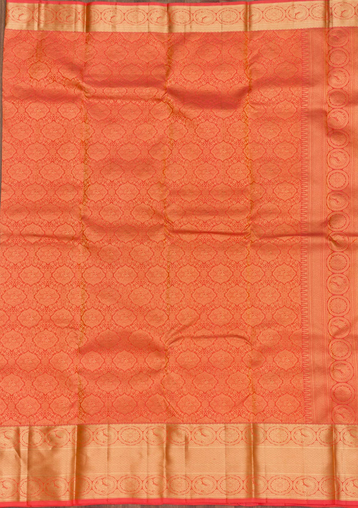 Peach Zariwork Banarasi Pure Silk Saree