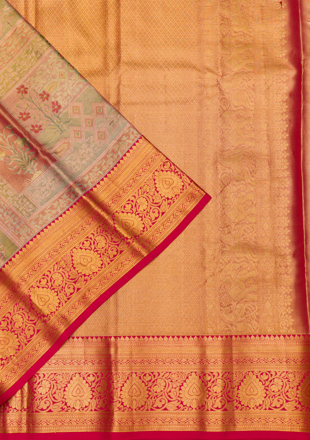 Peach Zariwork Pure Silk Saree