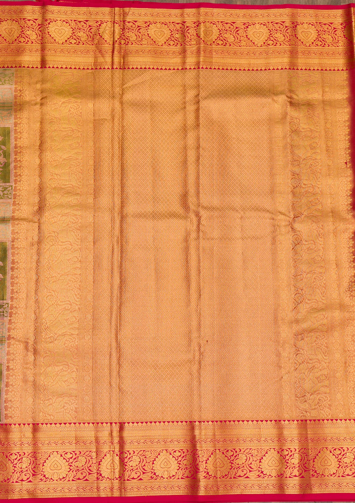 Peach Zariwork Pure Silk Saree