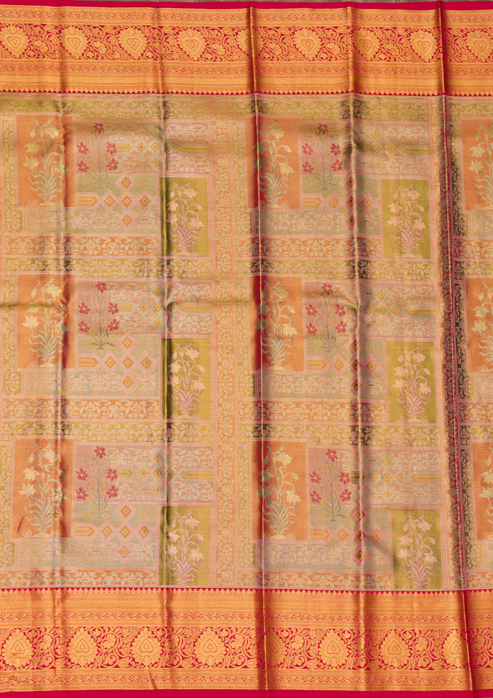 Peach Zariwork Pure Silk Saree
