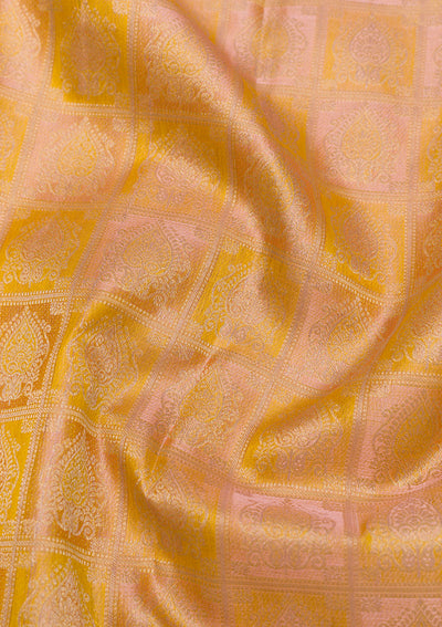 Peach Zariwork Pure Silk Saree-Koskii