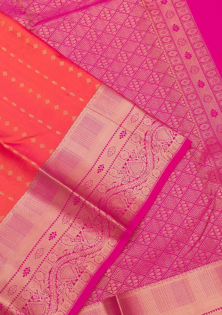 Peach Zariwork Pure Silk Saree