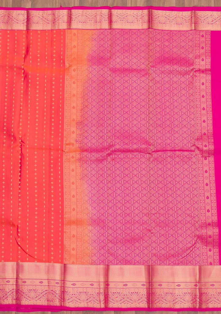 Peach Zariwork Pure Silk Saree