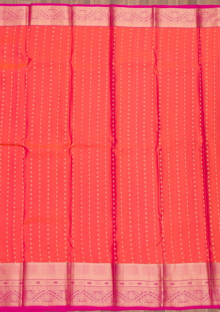 Peach Zariwork Pure Silk Saree