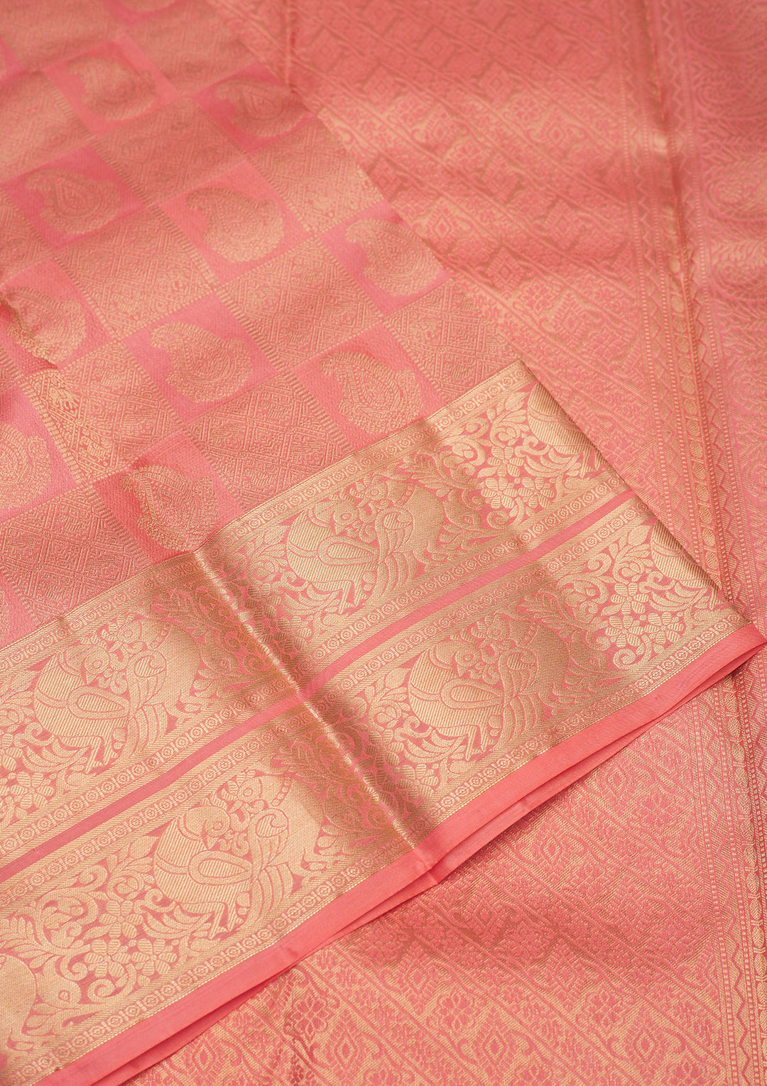 Peach Zariwork Pure Silk Saree