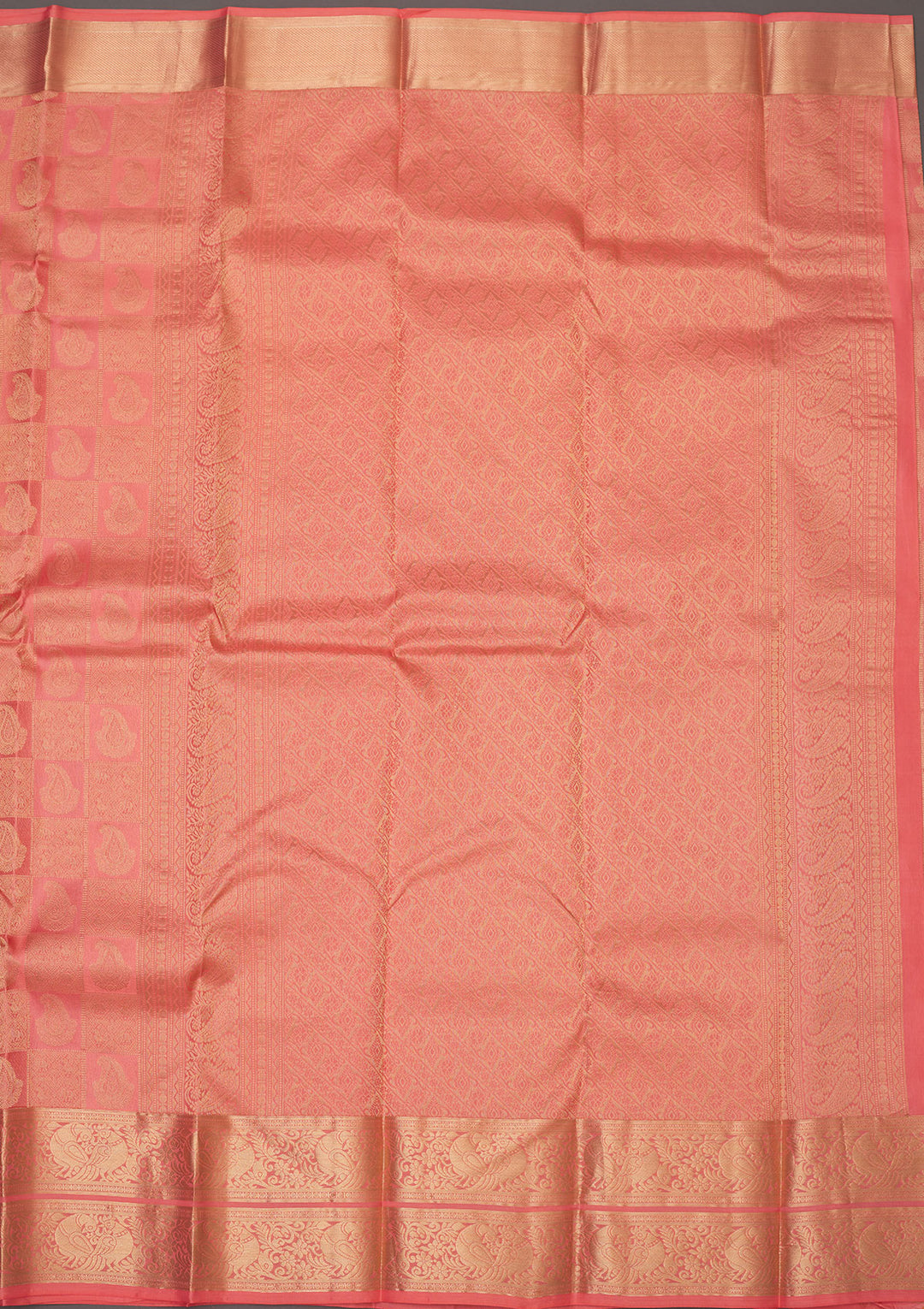 Peach Zariwork Pure Silk Saree
