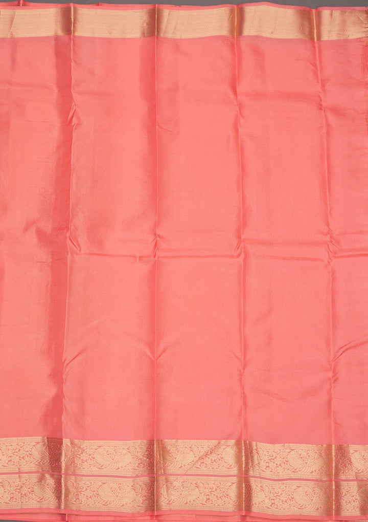 Peach Zariwork Pure Silk Saree