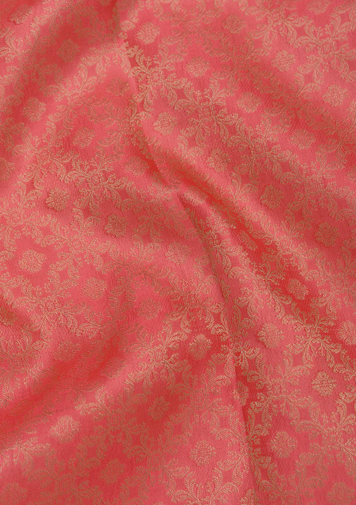 Peach Zariwork Pure Silk Saree