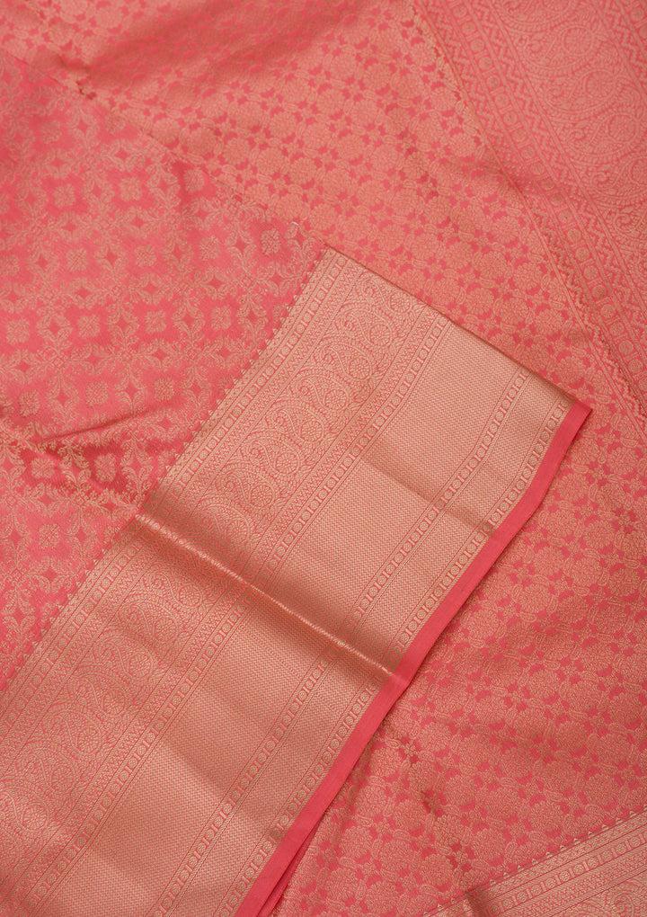Peach Zariwork Pure Silk Saree