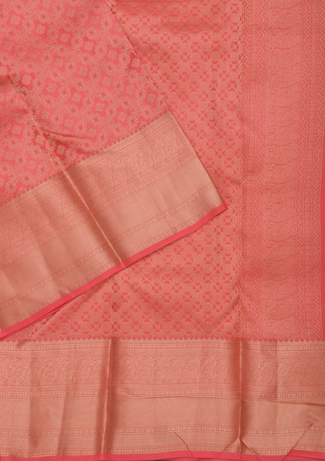 Peach Zariwork Pure Silk Saree