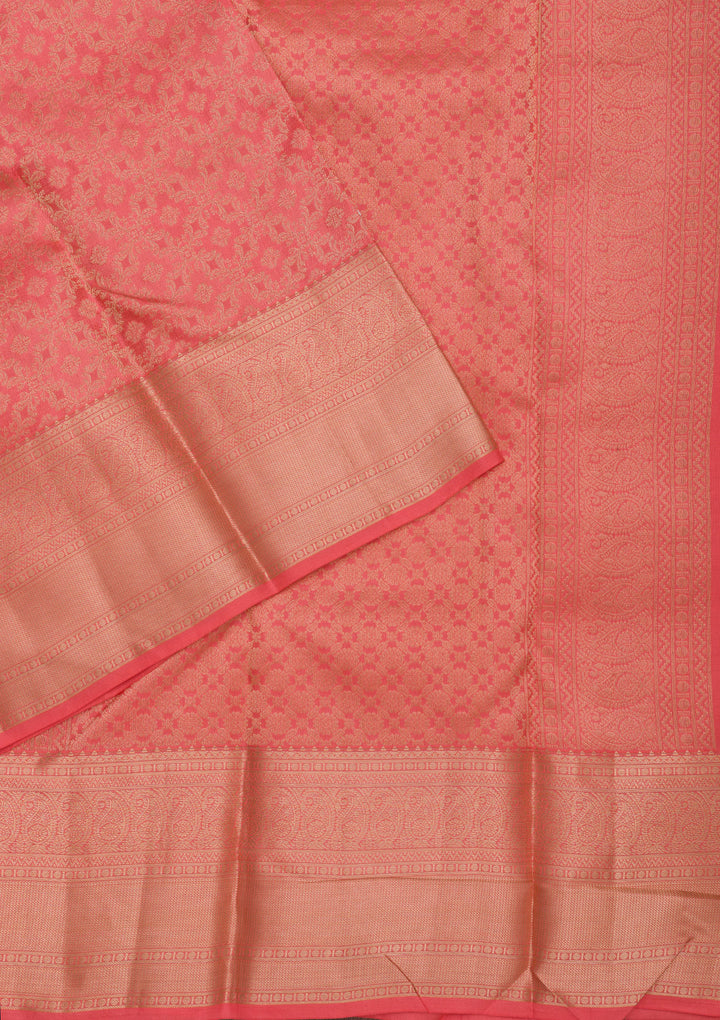 Peach Zariwork Pure Silk Saree
