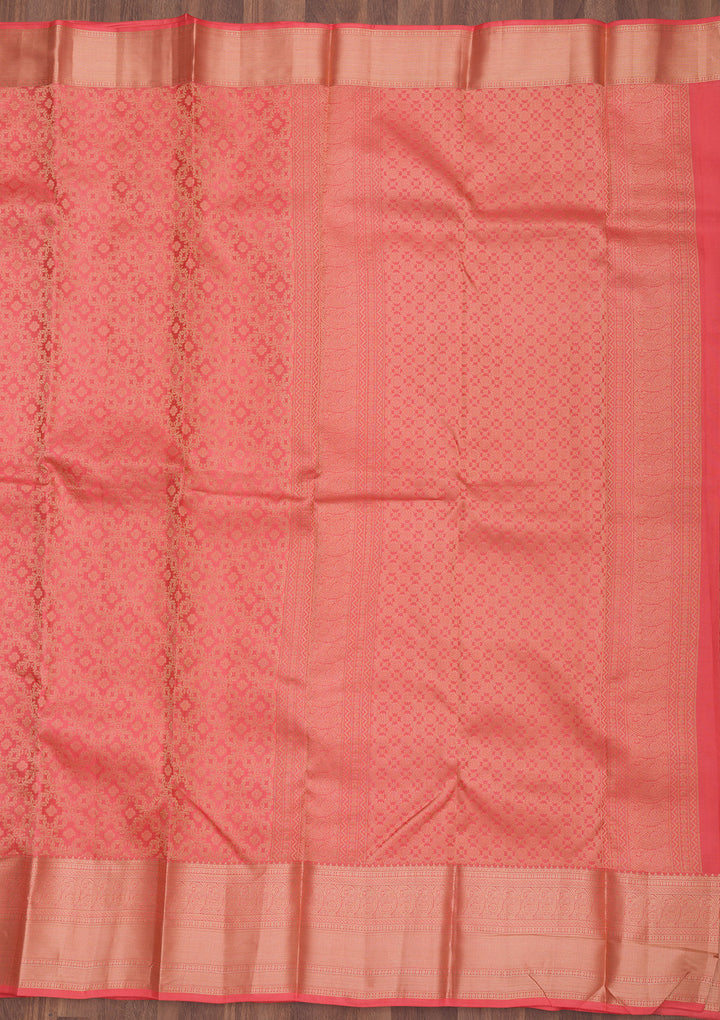 Peach Zariwork Pure Silk Saree