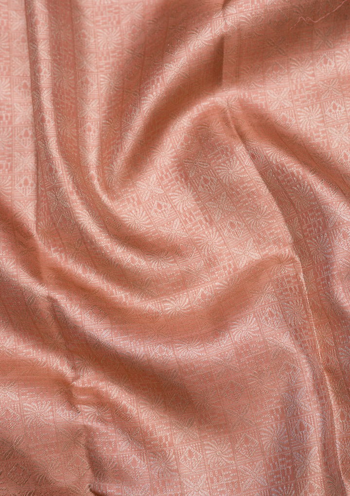 Peach Zariwork Pure Silk Saree