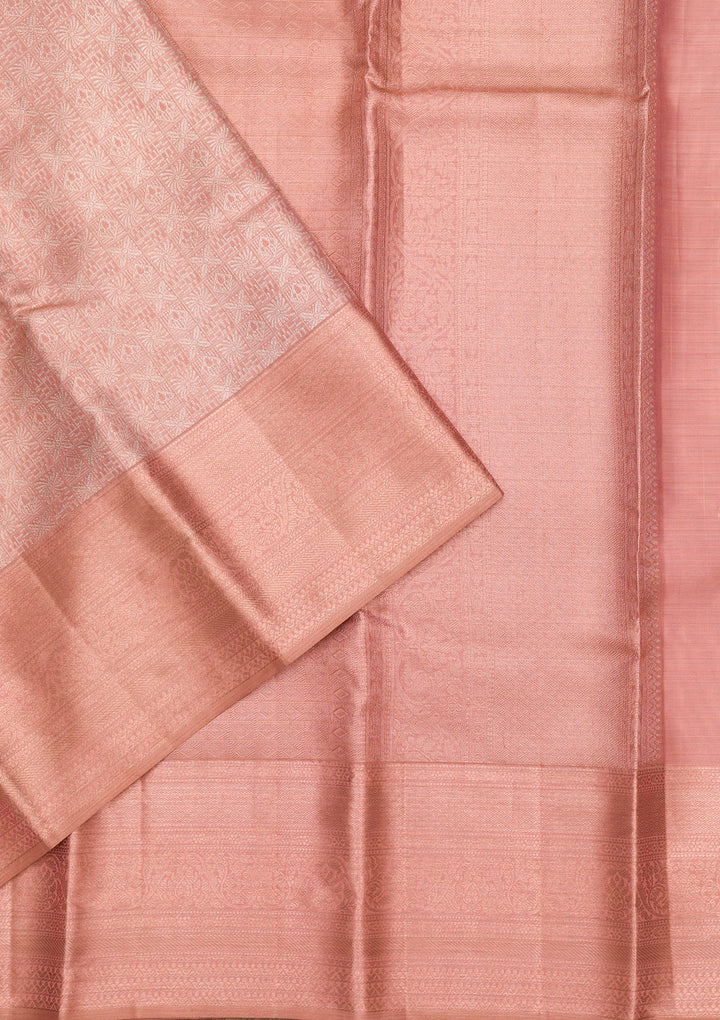 Peach Zariwork Pure Silk Saree