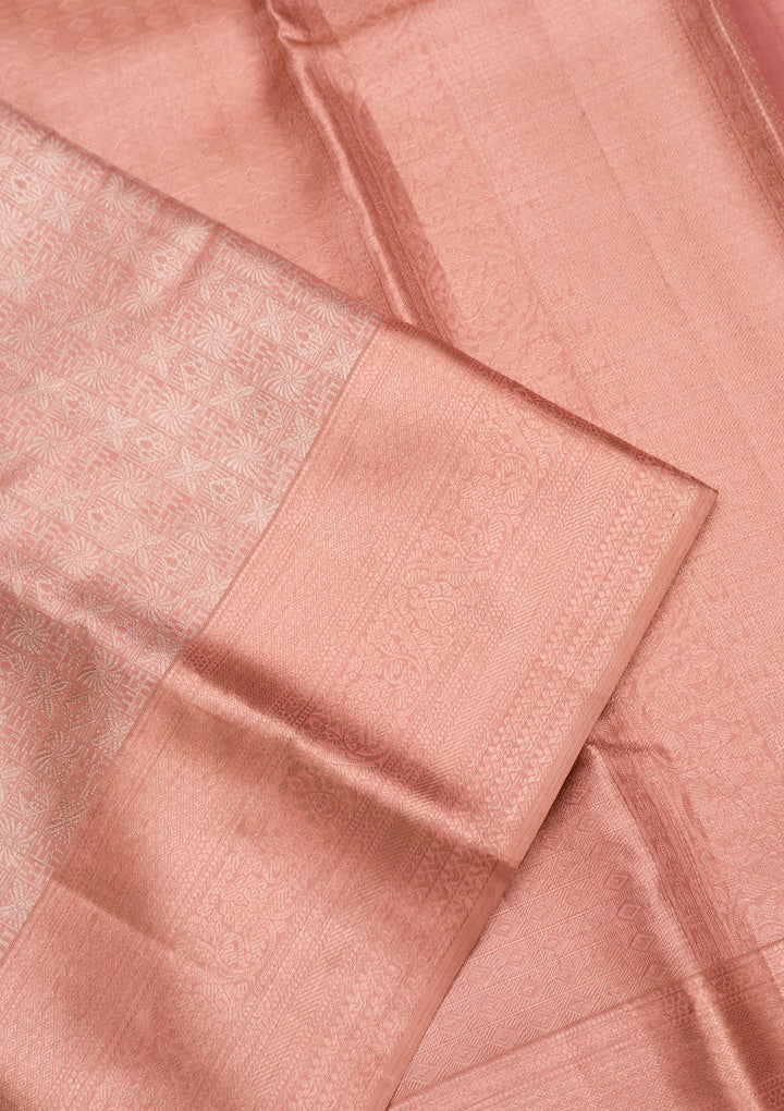 Peach Zariwork Pure Silk Saree