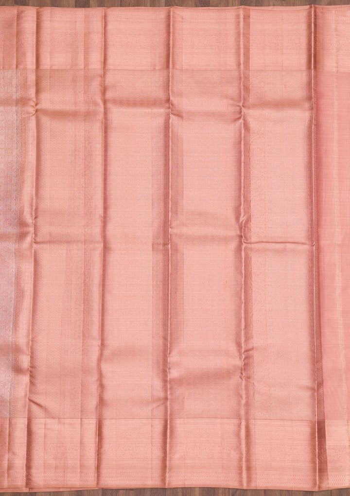 Peach Zariwork Pure Silk Saree