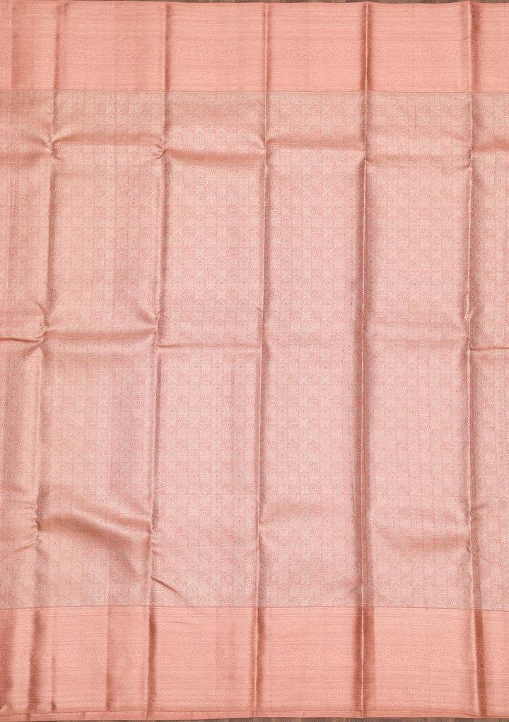 Peach Zariwork Pure Silk Saree