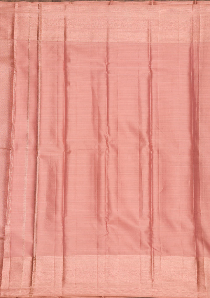 Peach Zariwork Pure Silk Saree