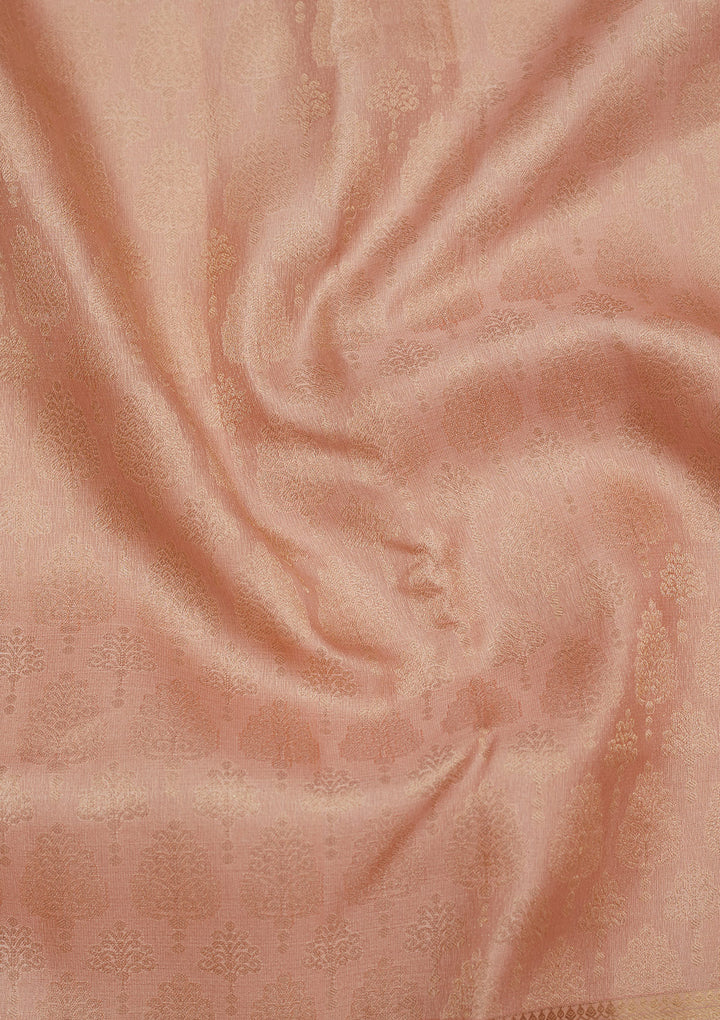 Peach Zariwork Pure Silk Saree