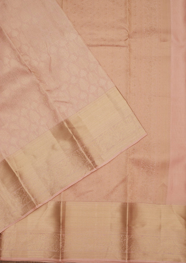 Peach Zariwork Pure Silk Saree