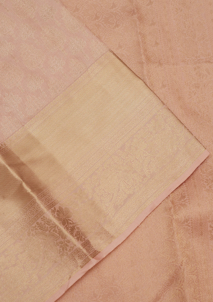Peach Zariwork Pure Silk Saree