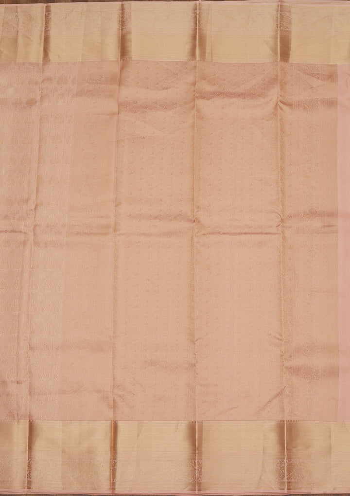 Peach Zariwork Pure Silk Saree