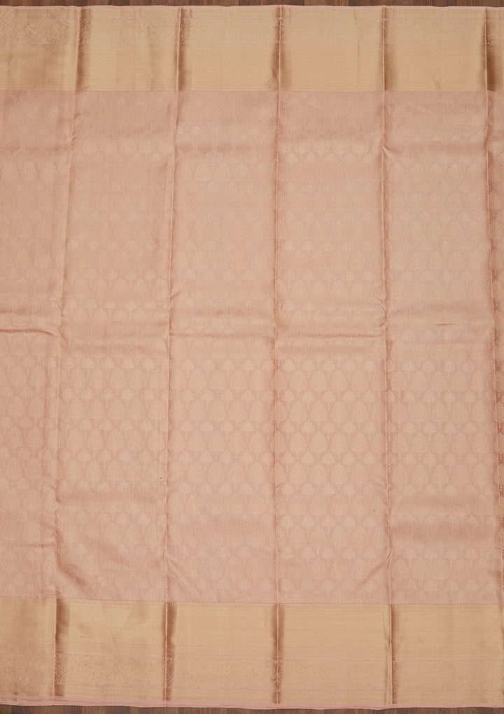 Peach Zariwork Pure Silk Saree