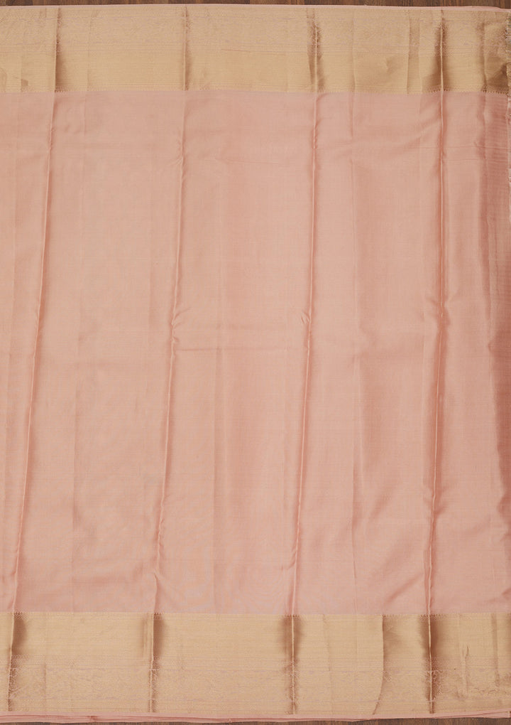 Peach Zariwork Pure Silk Saree