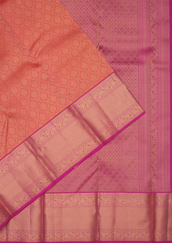 Peach Zariwork Pure Silk Saree