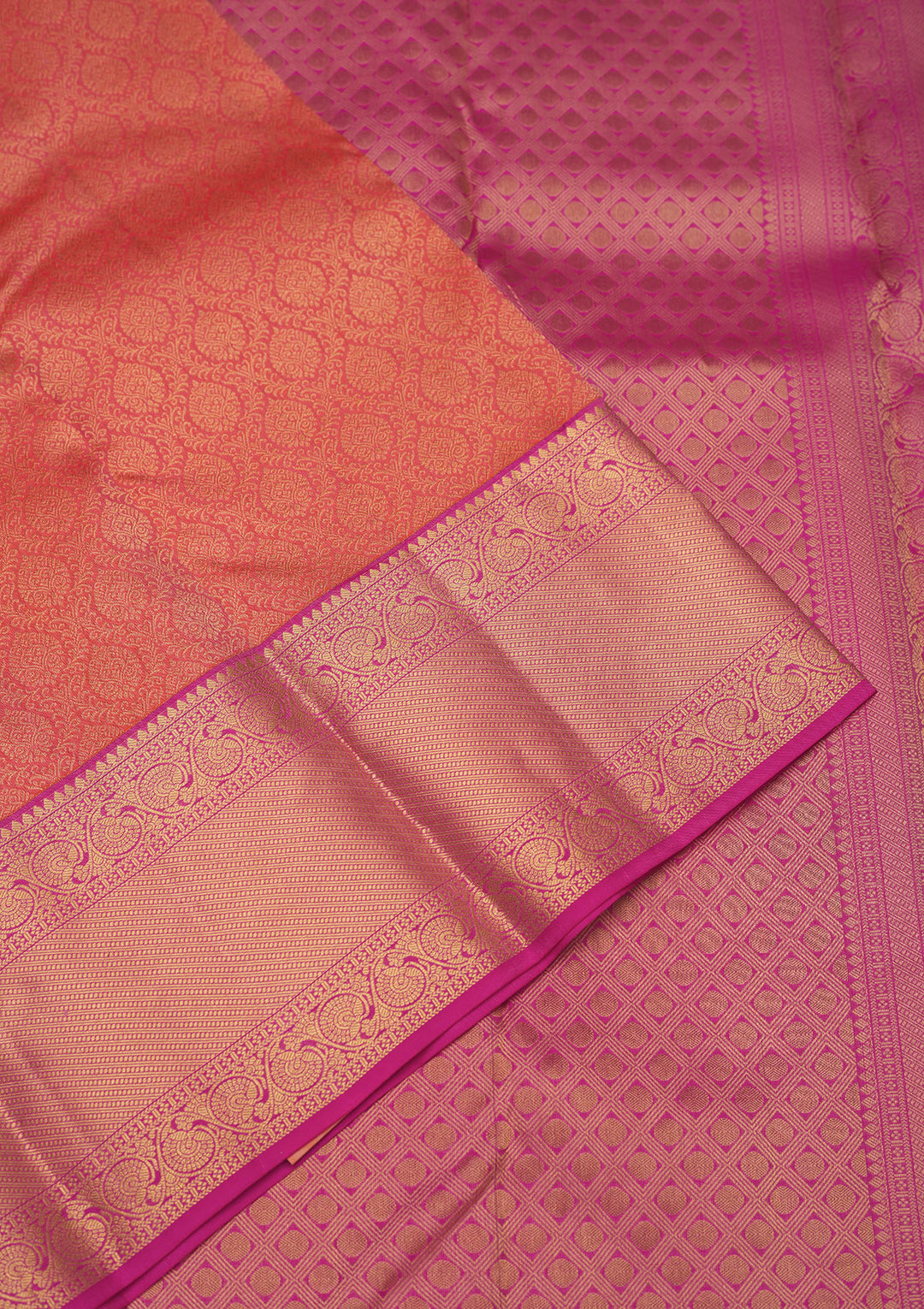Peach Zariwork Pure Silk Saree