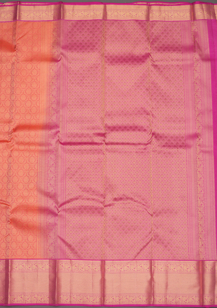 Peach Zariwork Pure Silk Saree
