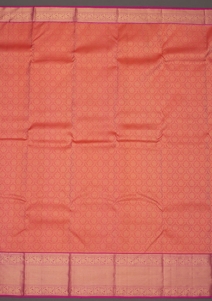 Peach Zariwork Pure Silk Saree