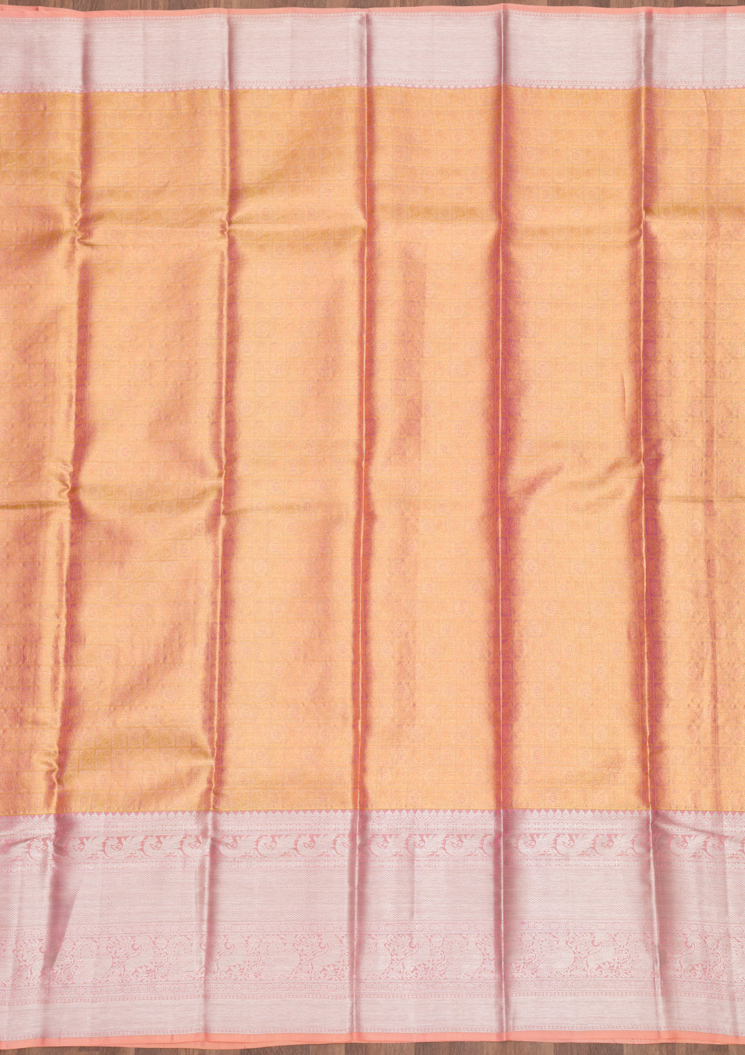 Peach Zariwork Pure Silk Saree