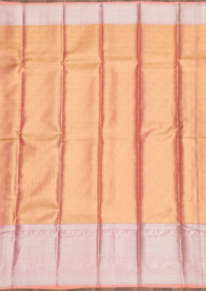 Peach Zariwork Pure Silk Saree
