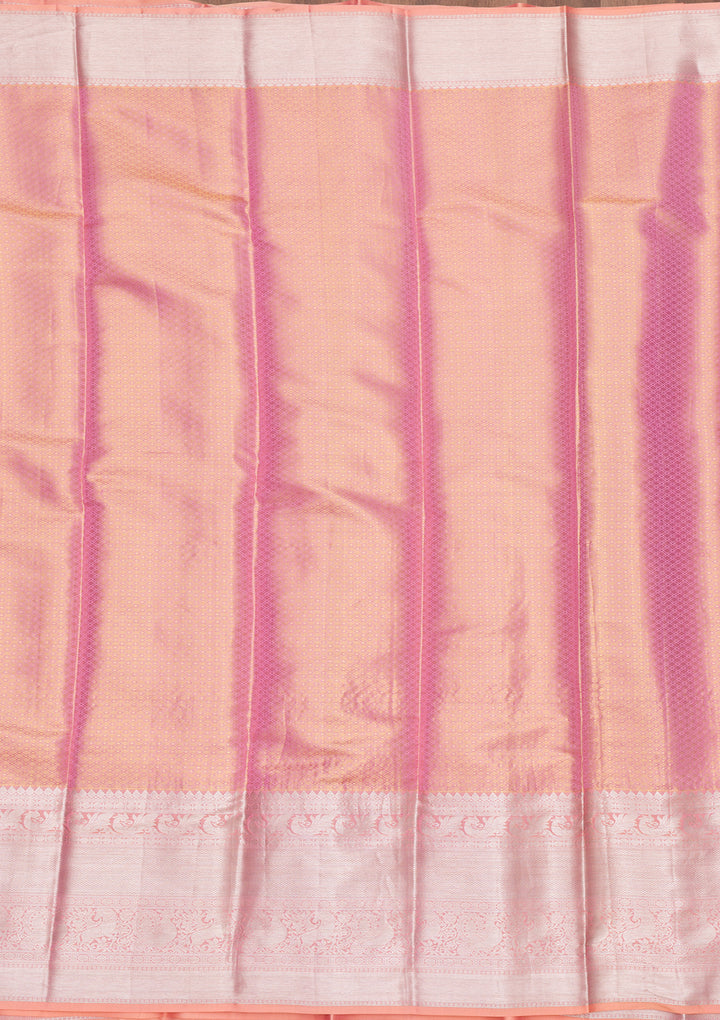 Peach Zariwork Pure Silk Saree