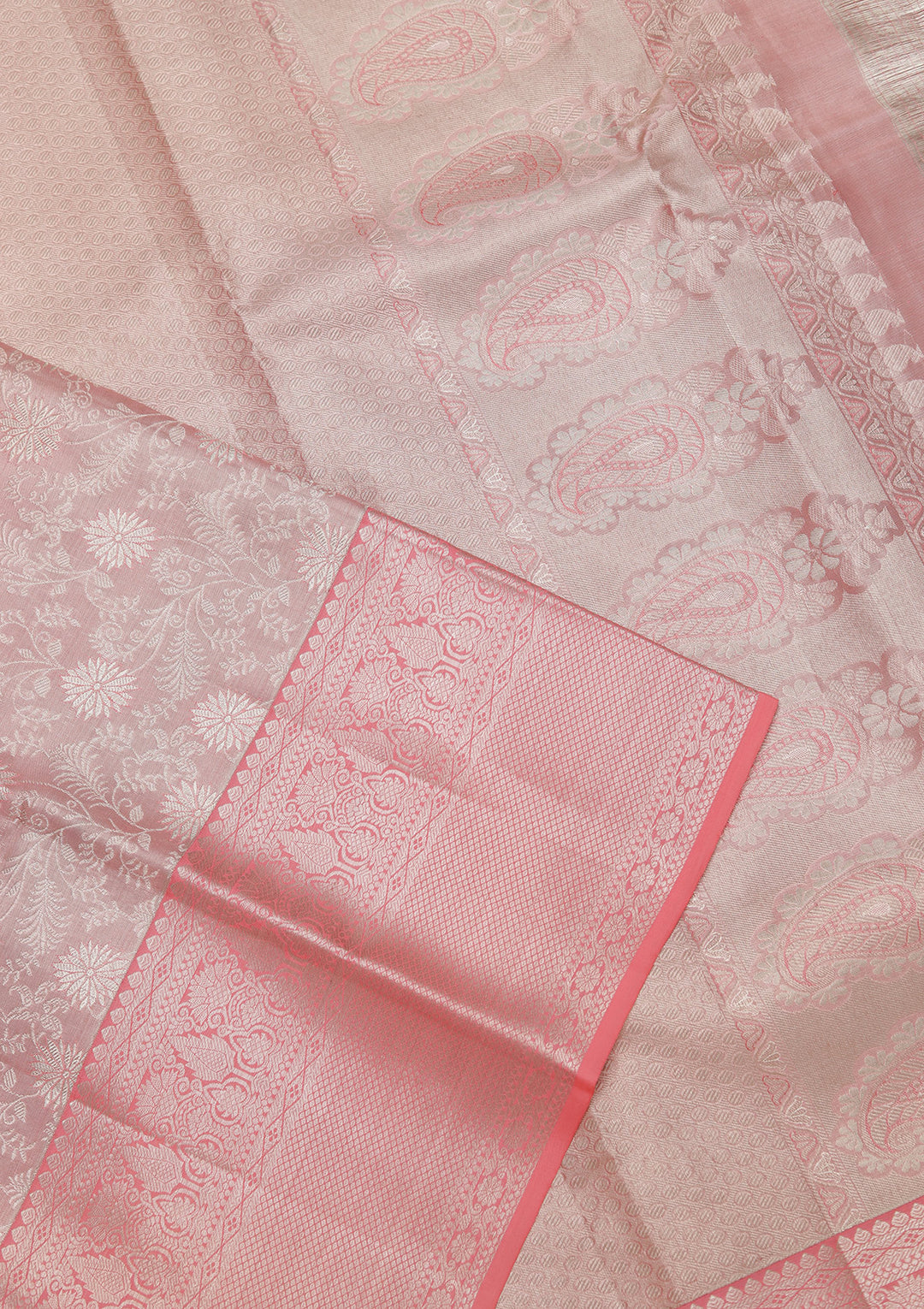 Peach Zariwork Kanjivaram Pure Silk Saree
